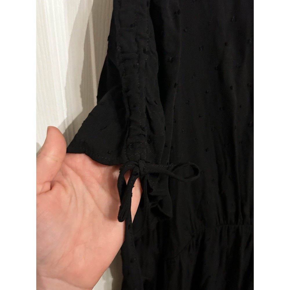 NWT Torrid 4 Dress 26 Midi Swiss Linen Surplice Wrap Dress V-Neck Wrap Tie Black - Picture 10 of 16